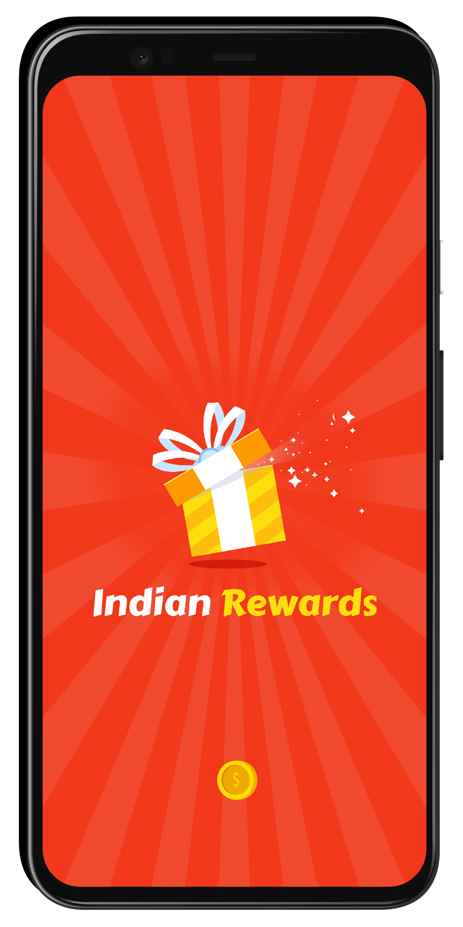 Indian Rewards launch screen with coin box branding