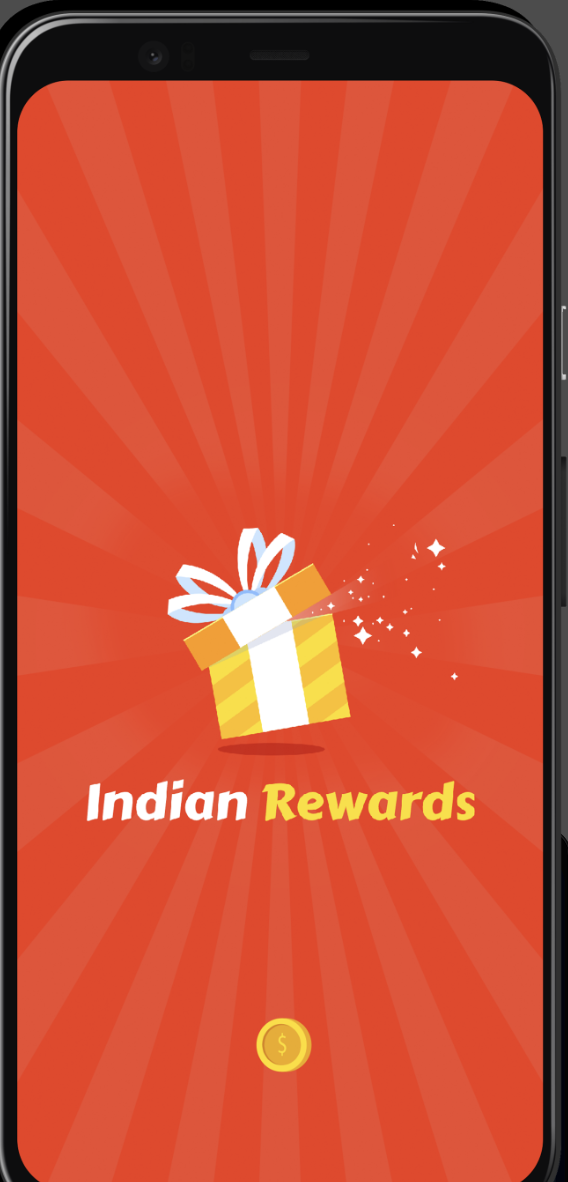 Indian Rewards launch screen with coin box branding