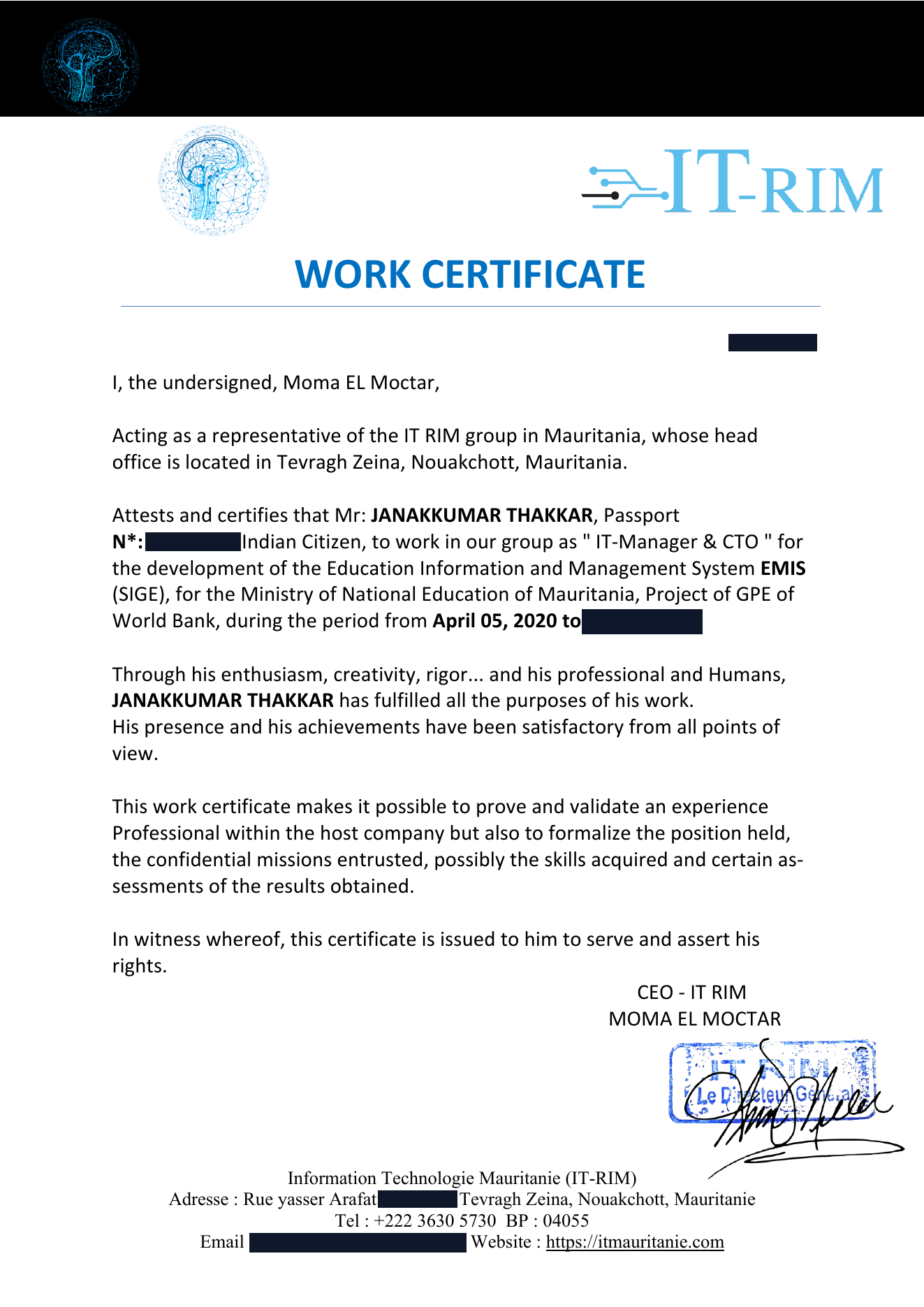 SIGE certificate (redacted)